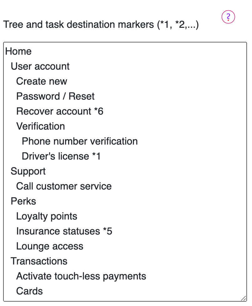 Tree Testing example for a Mobile Payment app